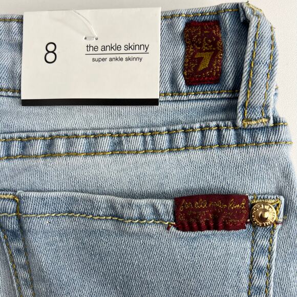 NWT Girls 7 for all Mankind Light Wash Super Ankle Skinny Jeans Size 8 - Picture 2 of 6